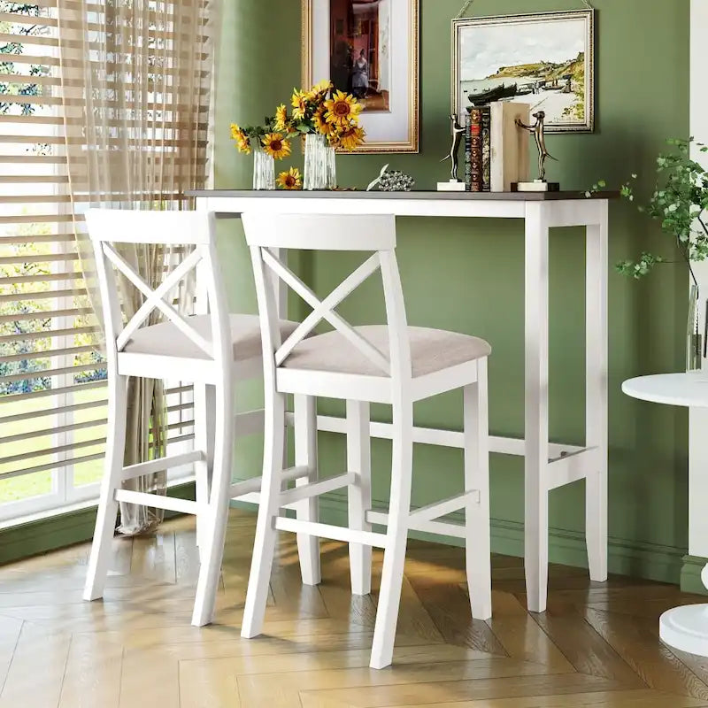 48 Rectangular Wood Bar Height Dining Set with 2 Chairs