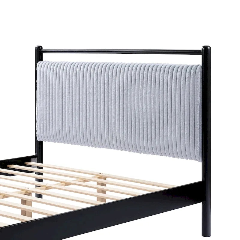Christopher Knight Home Queen Wood Platform Bed Frame with Fluffy Soft Headboard