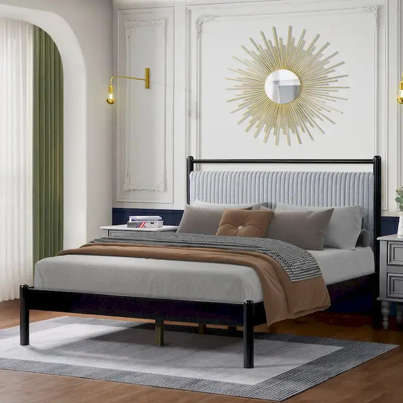 Christopher Knight Home Queen Wood Platform Bed Frame with Fluffy Soft Headboard