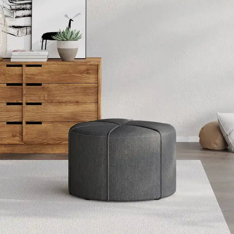 Birdsong Upholstered Round Ottoman by Christopher Knight Home