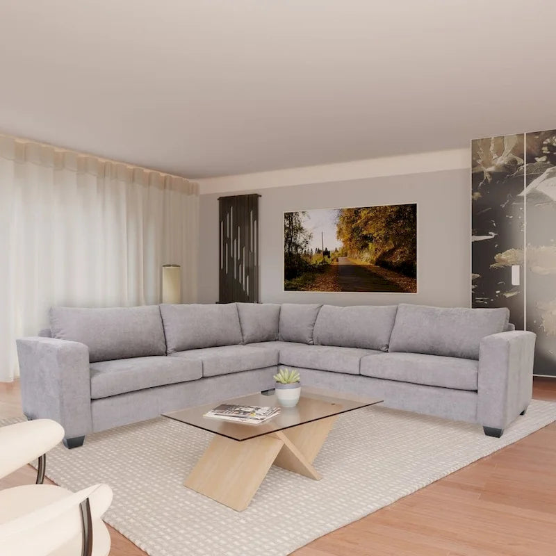 Coast to Coast Sofas Contemporary L Shaped Sectional Sofa Polyester Fabric Solid Wood Frame Upholstered