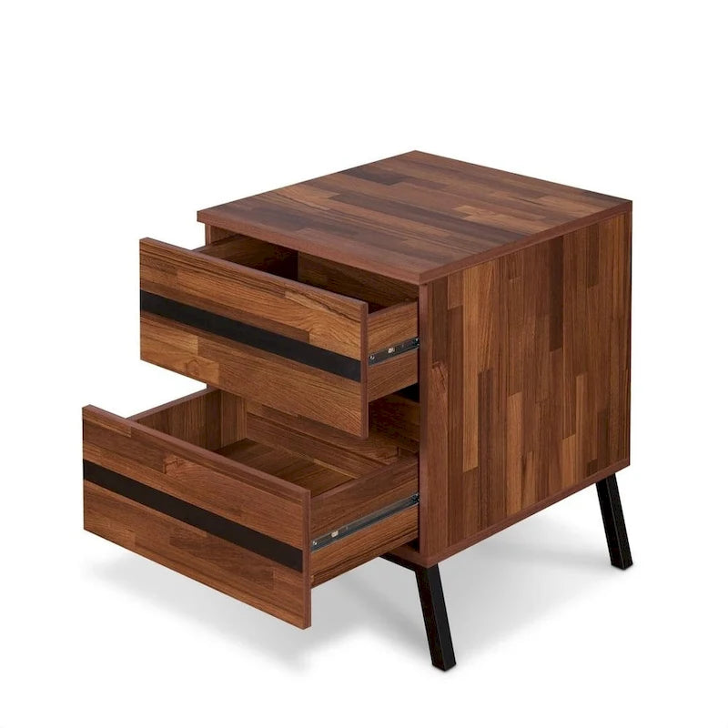 HomeRoots 23 Black And Brown End Table With Two Drawers - 18 X 20 X 23