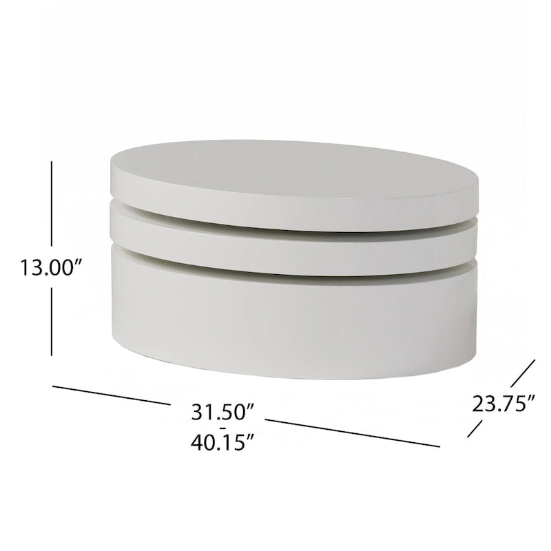 Small Oval Mod Rotatable Coffee Table by Christopher Knight Home