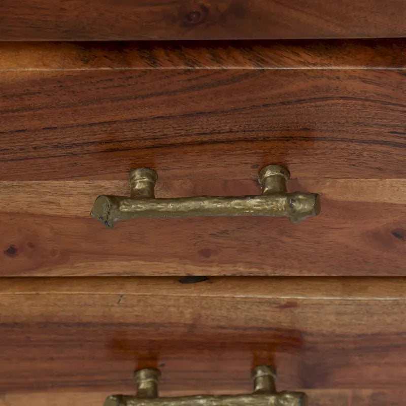 Terrell Handcrafted Boho Acacia Wood 3 Drawer Nightstand (Set of 2) by Christopher Knight Home