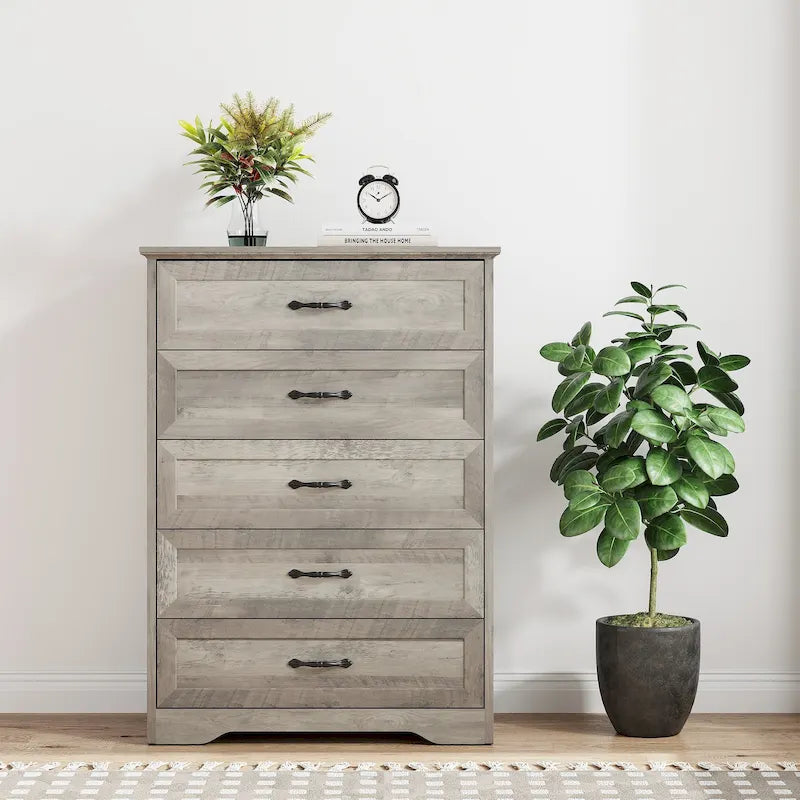 5 Drawers Dresser, Tall Chest of Drawers with Deep Drawers