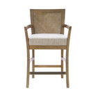 Tabouret de bar à dossier en rotin naturel recyclé/crème