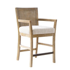 Tabouret de bar à dossier en rotin naturel recyclé/crème
