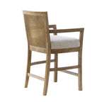 Tabouret de bar à dossier en rotin naturel recyclé/crème