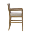 Tabouret de bar à dossier en rotin naturel recyclé/crème