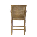 Tabouret de bar à dossier en rotin naturel recyclé/crème