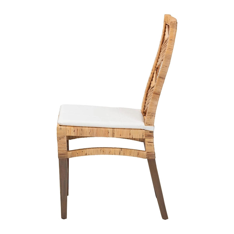 Poltak Modern Bohemian Natural Brown Rattan Dining Chair