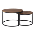 Table basse emboîtable ronde marron deux pièces