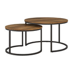 Table basse emboîtable ronde marron deux pièces