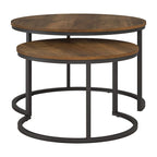 Table basse emboîtable ronde marron deux pièces
