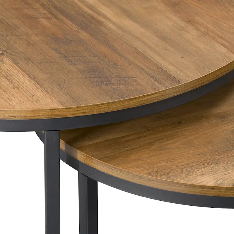 Fort Worth Set of 2 Round Nesting Coffee Tables, Brown