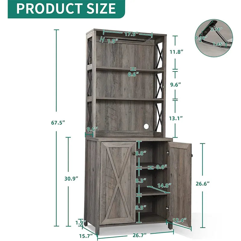 Bar Cabinet for Liquor and Glasses Dining Kitchen Cabinet with Wine Rack