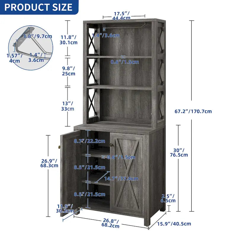 Bar Cabinet for Liquor and Glasses Dining Kitchen Cabinet with Wine Rack