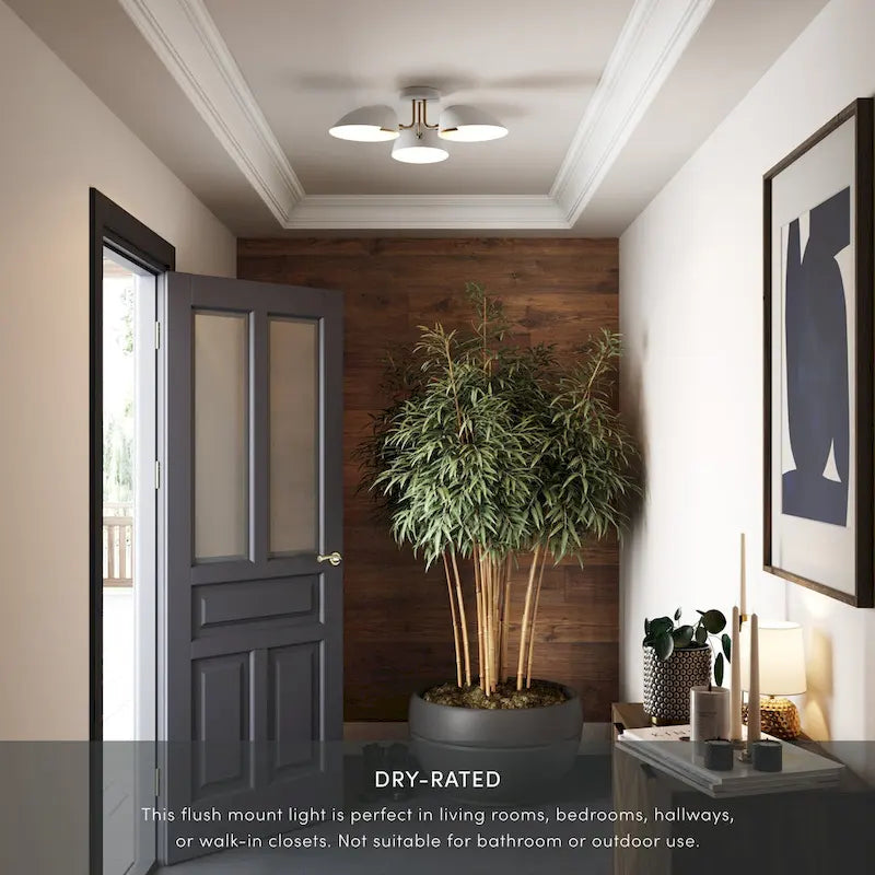 Nathan James Argo Semi Flush Ceiling Mount 3-Light Fixture with Retro Rounded Shade