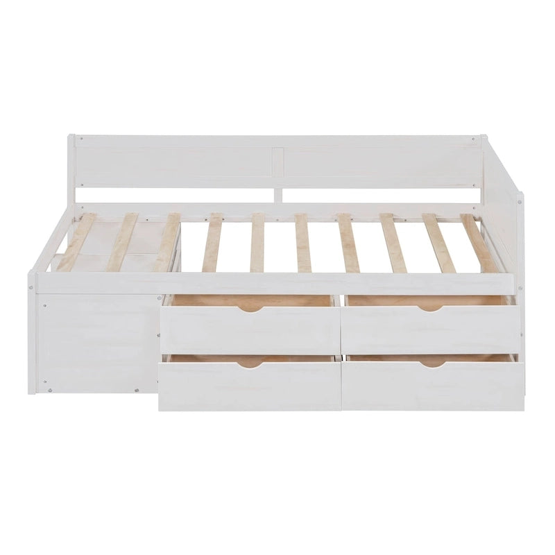 Twin Size Daybed with Drawers and Shelves, Gray