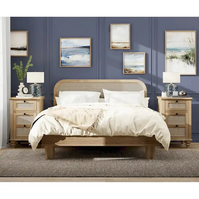 WAMPAT Farmhouse End Table with Charging Station, Wood Sofa Side Table