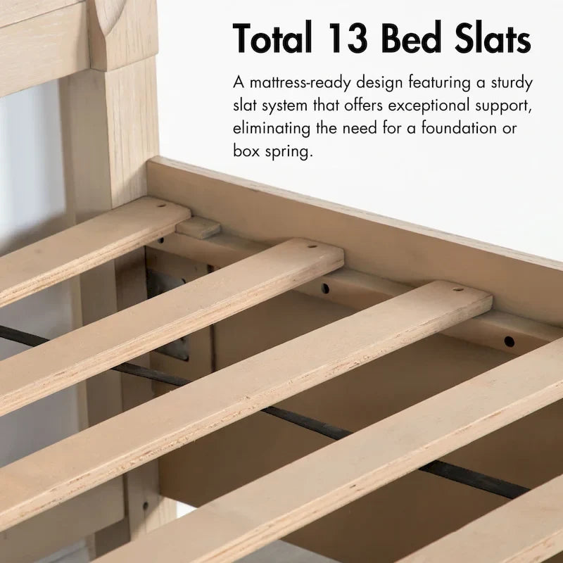Furniture of America Drayden Transitional Solid Wood Platform Bed Frame with Footboard Drawers