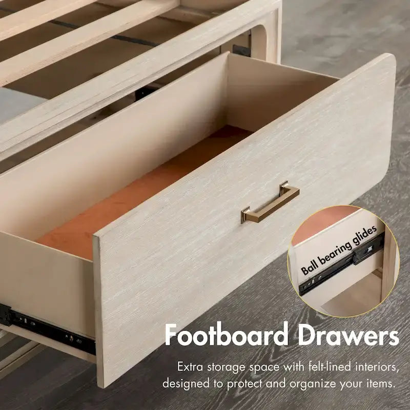 Furniture of America Drayden Transitional Solid Wood Platform Bed Frame with Footboard Drawers