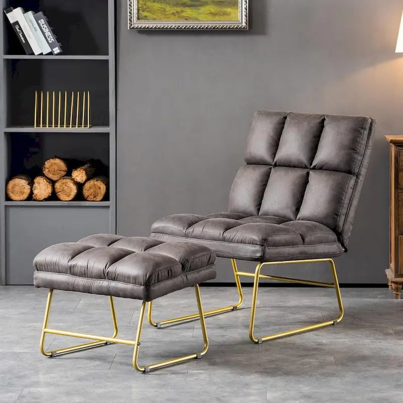 Mcombo Accent Chair with Ottoman, Lounge Sofa Couch,4013