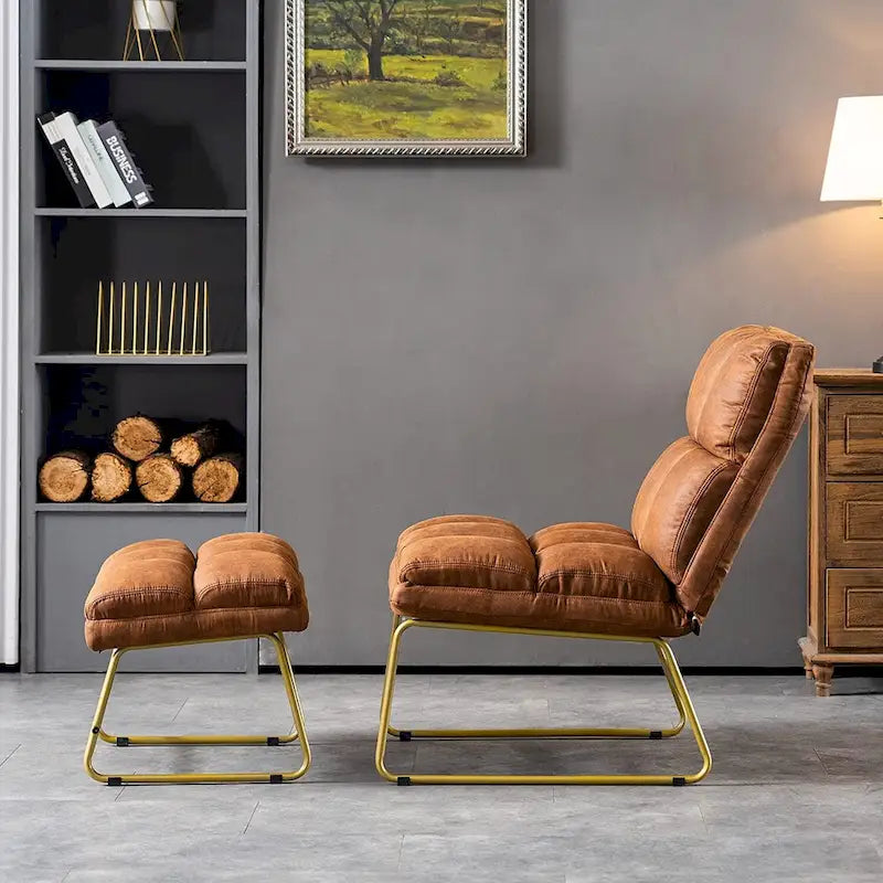 Mcombo Accent Chair with Ottoman, Lounge Sofa Couch,4013
