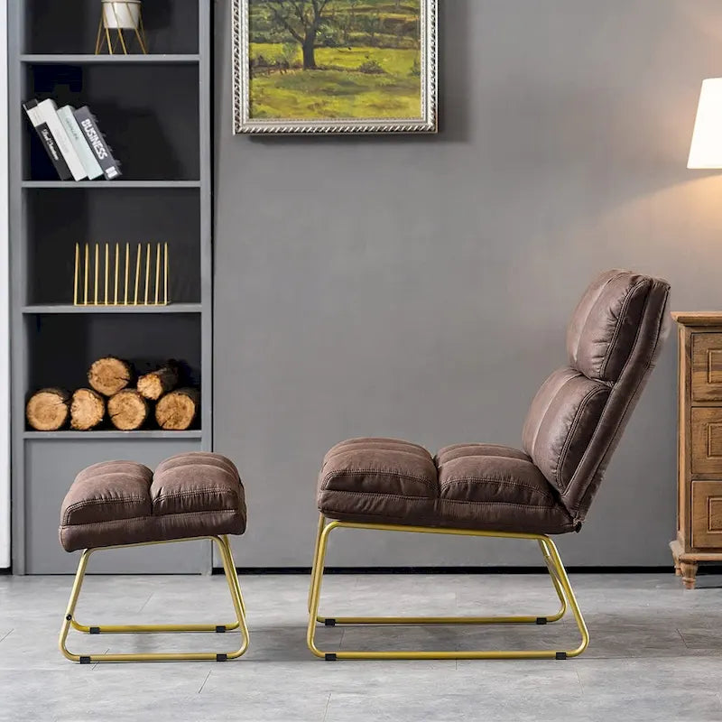 Mcombo Accent Chair with Ottoman, Lounge Sofa Couch,4013