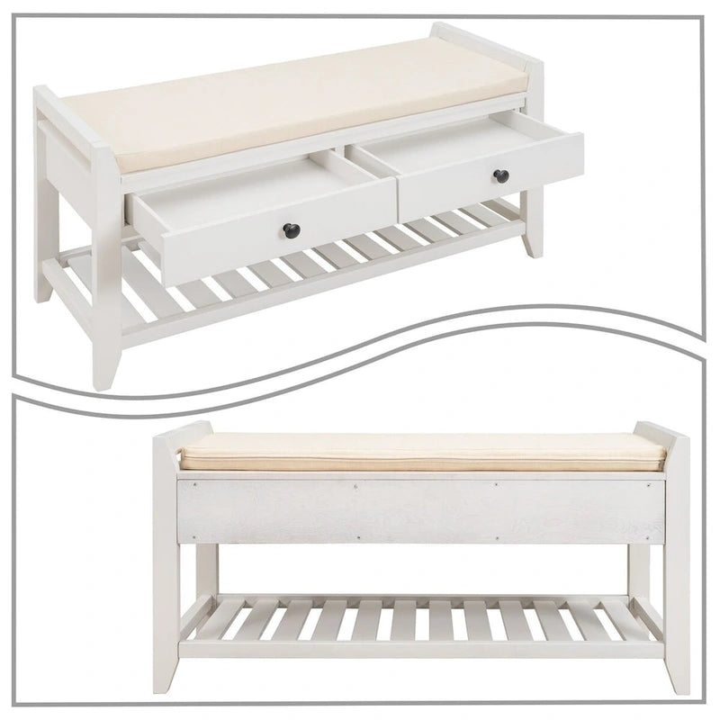 Vintage French Style Wooden Storage Bench, for Indoor Use