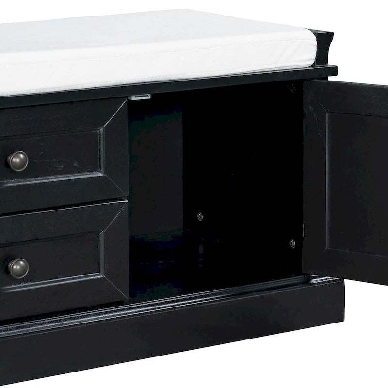 Storage Bench Shoe Bench with Removable Cushion for Living Room