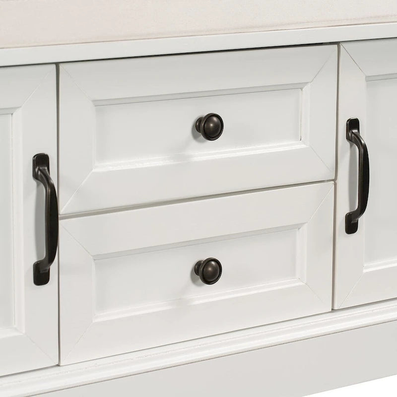 Storage Bench Shoe Bench with Removable Cushion for Living Room