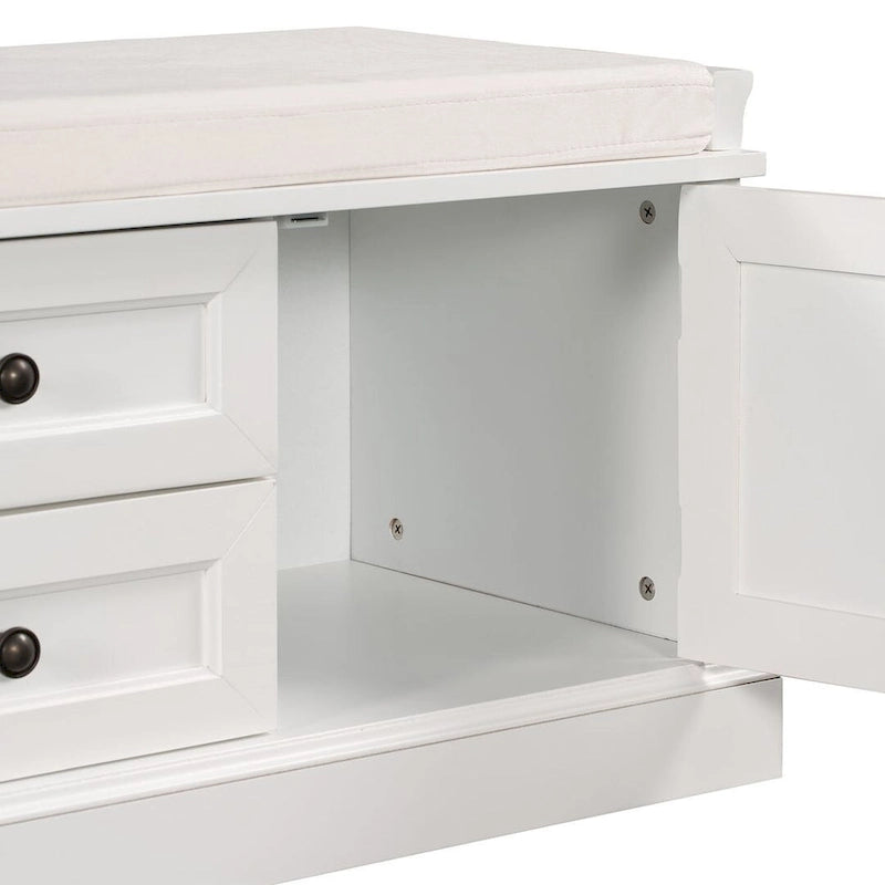 Storage Bench Shoe Bench with Removable Cushion for Living Room