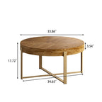 Table basse ronde en bois avec piètement en croix