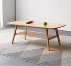 Solid Wood Coffee Table with Storage Shelf