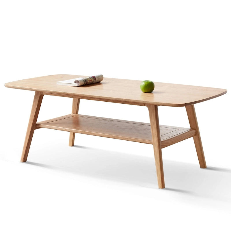 Solid Wood Coffee Table with Storage Shelf