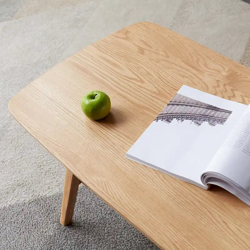 Solid Wood Coffee Table with Storage Shelf