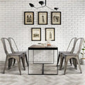Yaheetech Set of 4 Metal Dining Chair with Wooden Stackable Chairs