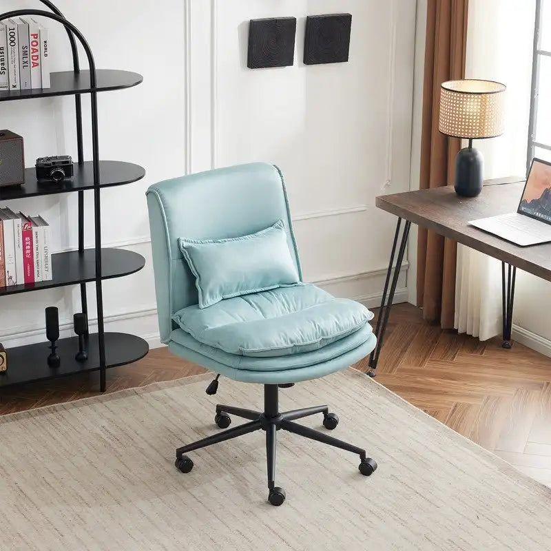 Upholstered Armless Polyester Fiber Task Office Chair With Wheels