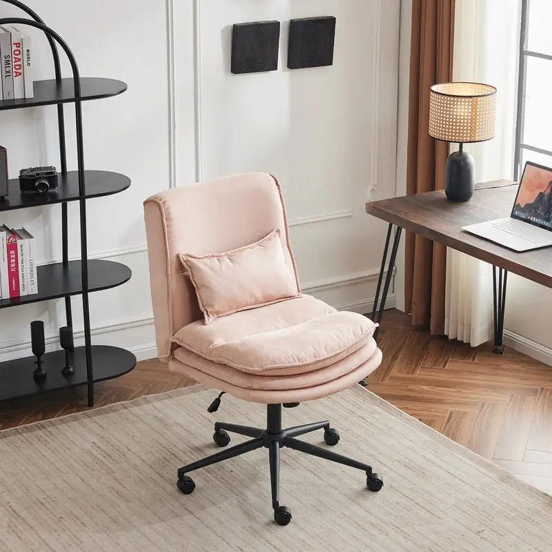 Upholstered Armless Polyester Fiber Task Office Chair With Wheels