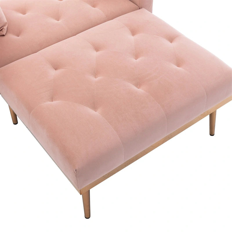 Chaise Lounge Chair Indoor,2 in 1 Velvet Convertible Sleeper Chair w/Ottoman,Lounge Chair w/Adjustable Reclining Backrest