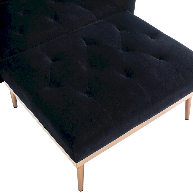 Chaise Lounge Chair Indoor,2 in 1 Velvet Convertible Sleeper Chair w/Ottoman,Lounge Chair w/Adjustable Reclining Backrest